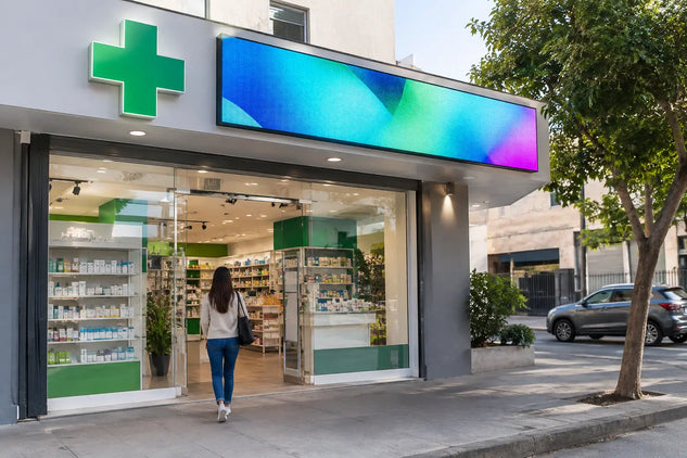 Pantalla LED para farmacia que sí se ve