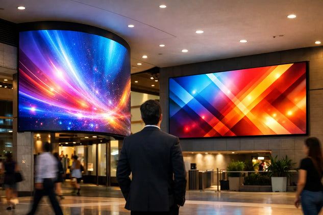 Pantalla LED curva versus plana para tu negocio