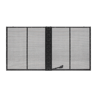 Pantalla LED transparente apagada de frente: tiras horizontales de LED separadas dentro del marco